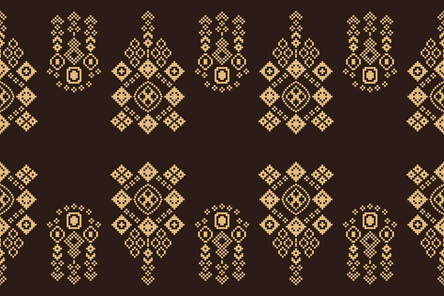 ethnique géométrique en tissu modèle traverser point.ikat broderie ethnique Oriental pixel modèle marron Contexte. abstrait, vecteur, illustration. texture, vêtements, écharpe, décoration, tapis, soie fond d'écran. vecteur