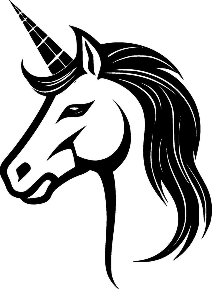 Licorne - noir et blanc isolé icône - vecteur illustration