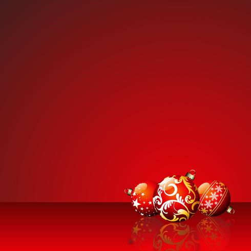 Illustration de Noël avec des boules rouges sur fond rouge vecteur