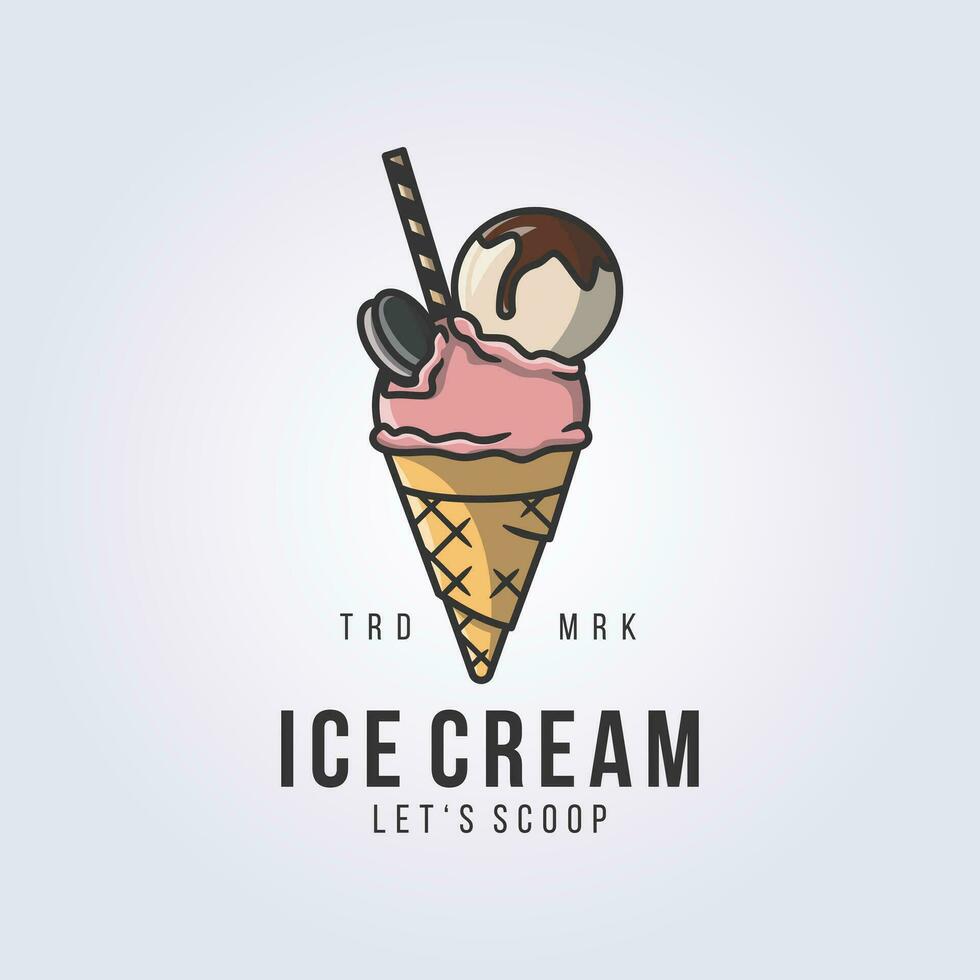 la glace crème cône avec tranche rouleau et oreo pour logo, symbole, icône vecteur illustration conception