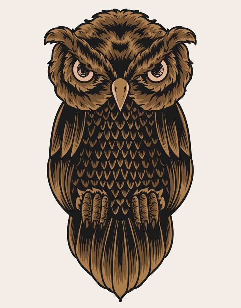 illustration hibou oiseau vecteur