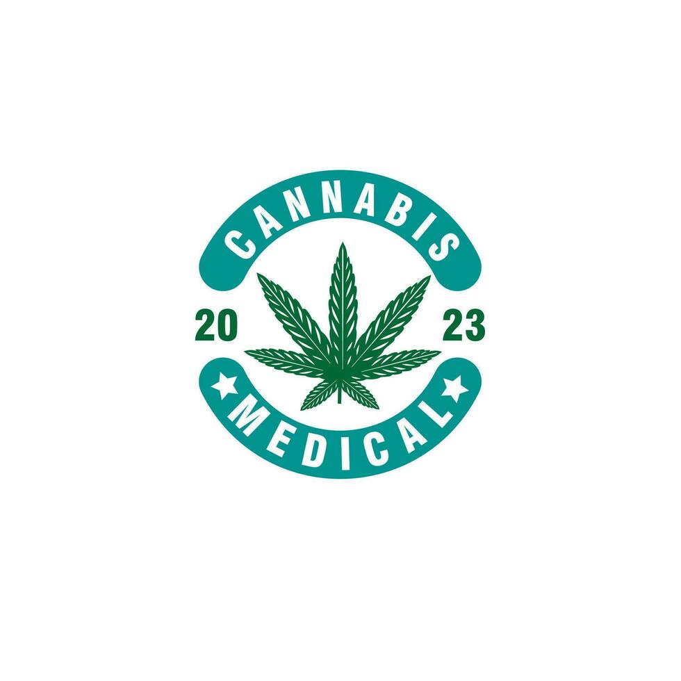 cannabis ganja badge logo conception vecteur modèle