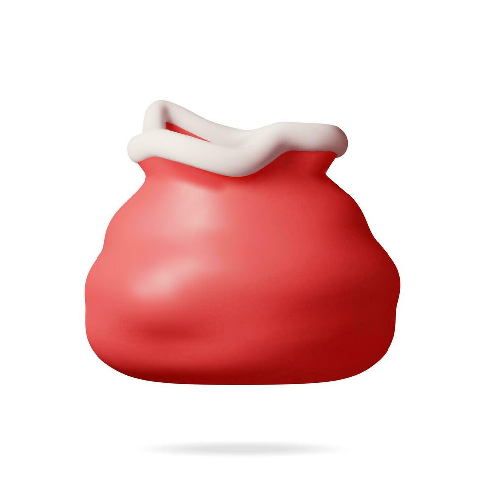 3d ouvert vide Père Noël claus sac isolé. rendre rouge tissu sac pour cadeaux. content Nouveau année décoration. joyeux Noël vacances. Nouveau année et Noël fête. réaliste vecteur illustration