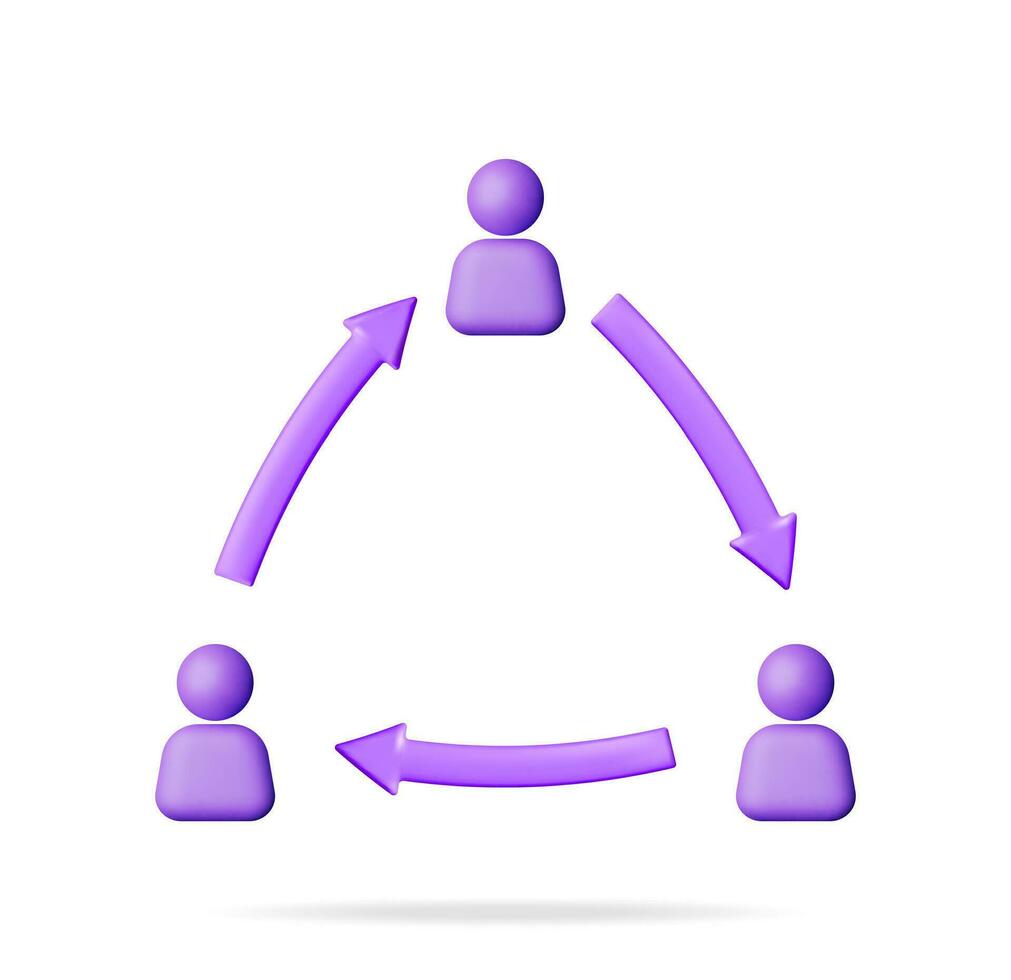 3d utilisateur synchroniser ou commutateur symbole isolé. rendre utilisateur échange, synchronisation ou fichier transfert. utilisateur profil avec flèches icône. employé remplacement ou gens échanger position. vecteur illustration