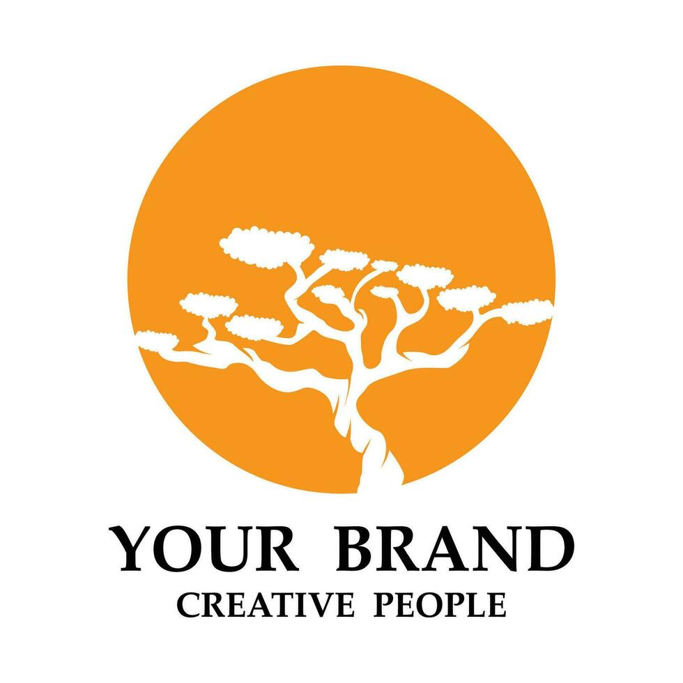bonsaï logo modèle vecteur illustration conception