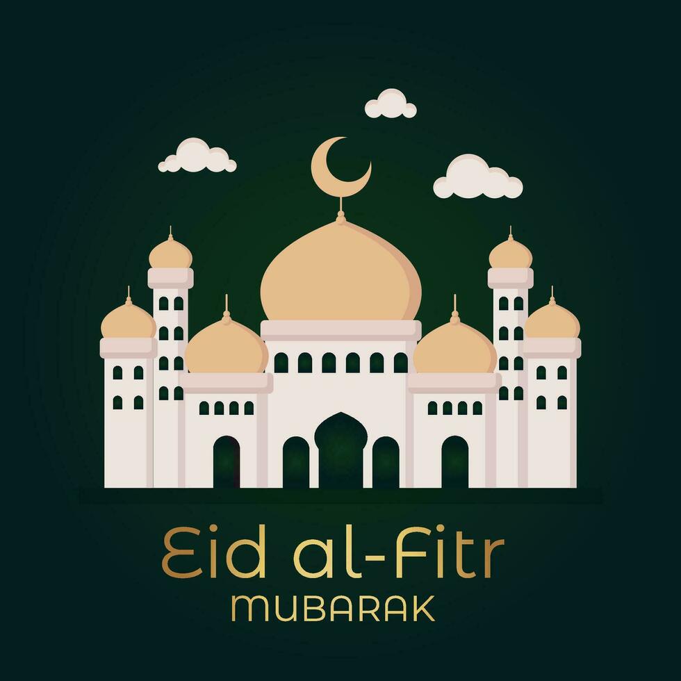 Ramadan eid mubarak salutation carte avec mosquée silhouette gratuit vecteur illustration