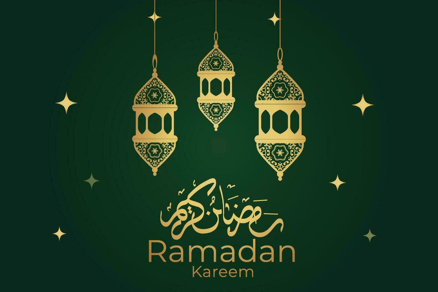 Ramadan kareem salutation carte avec or lanternes vecteur