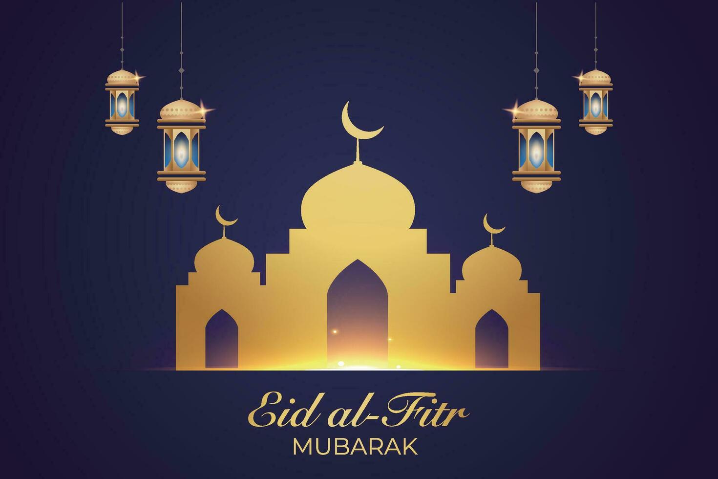 Ramadan eid mubarak salutation carte avec mosquée silhouette gratuit vecteur illustration