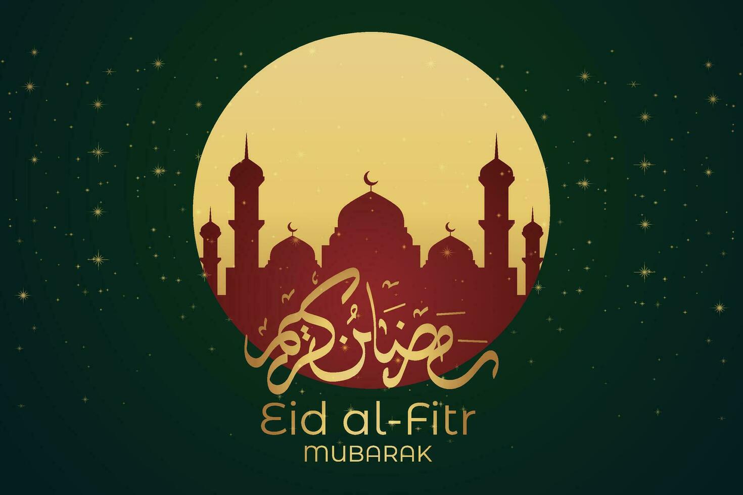 eid al-fitr mubarak salutation carte avec mosquée et arabe texte vecteur