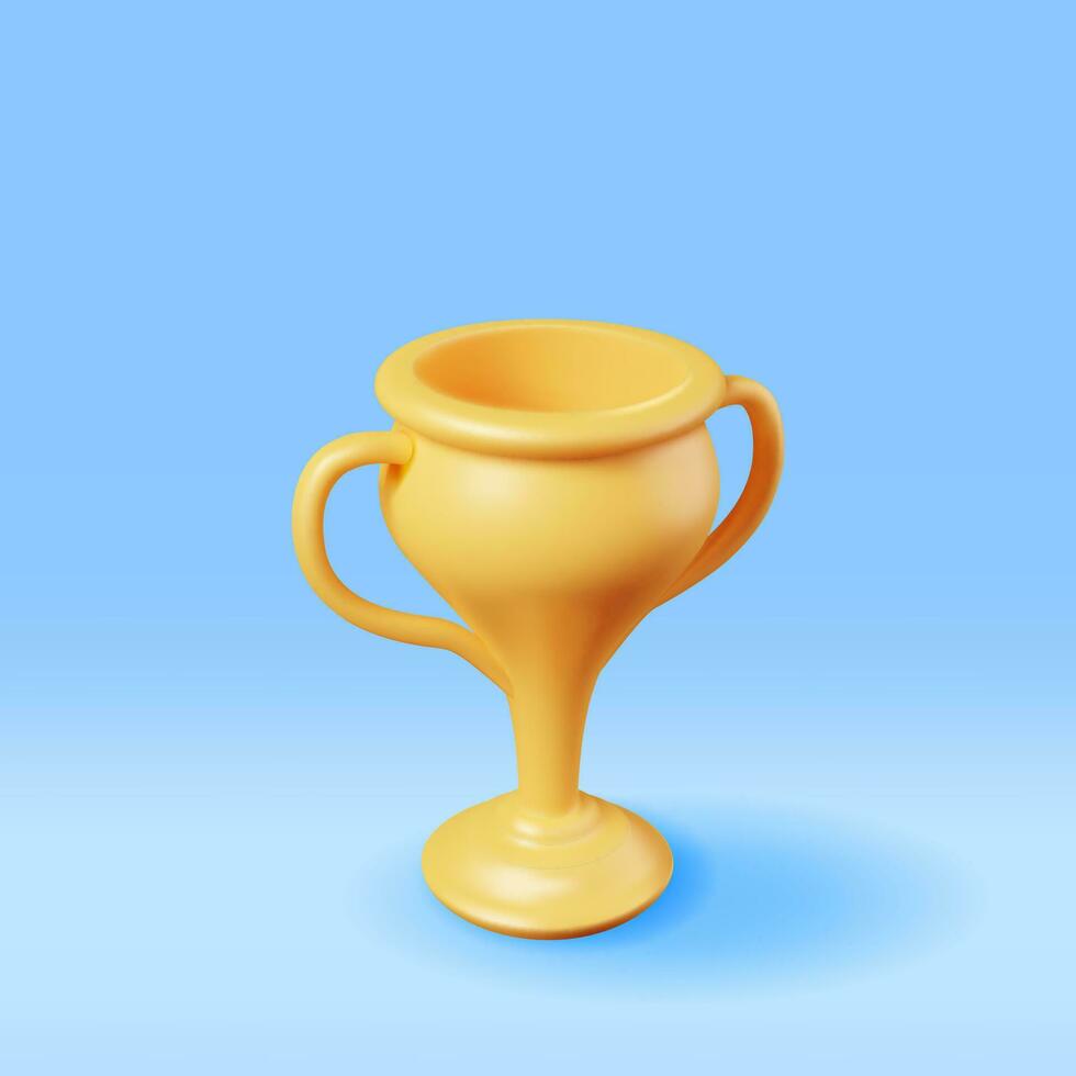 3d d'or champion trophée isolé. rendre or tasse trophée icône. or trophée pour compétitions. décerner, la victoire, but, champion réalisation, prix, des sports décerner, Succès concept. vecteur illustration