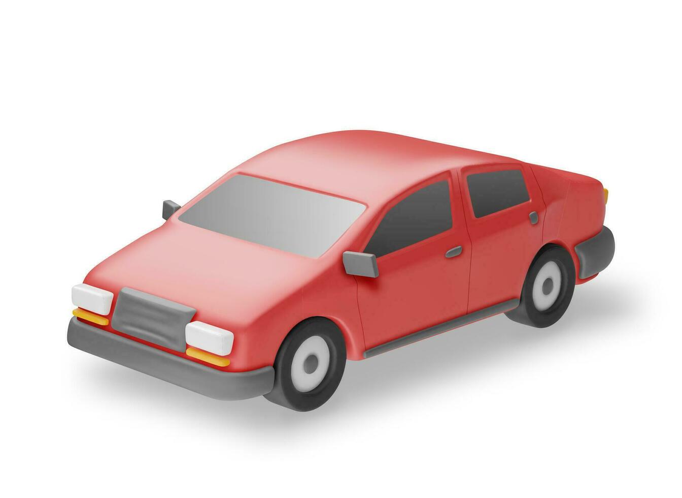 3d rouge voiture ancien modèle isolé. rendre brillant réaliste auto. classique sedan moteur véhicule. Plastique jouet auto. La publicité pour conduite école partage de voiture et réparation service. dessin animé vecteur illustration