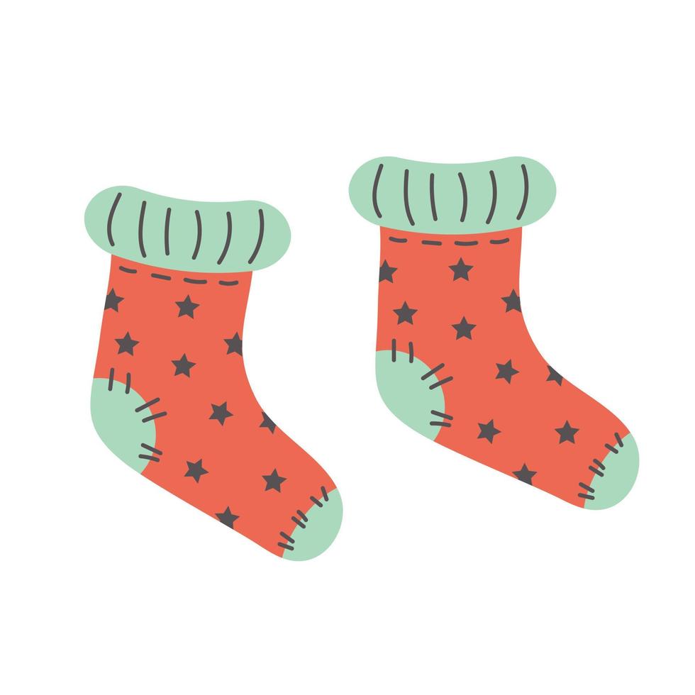 chaussettes chaudes colorées avec un motif mignon. chaussettes de noël pour cadeau. vecteur