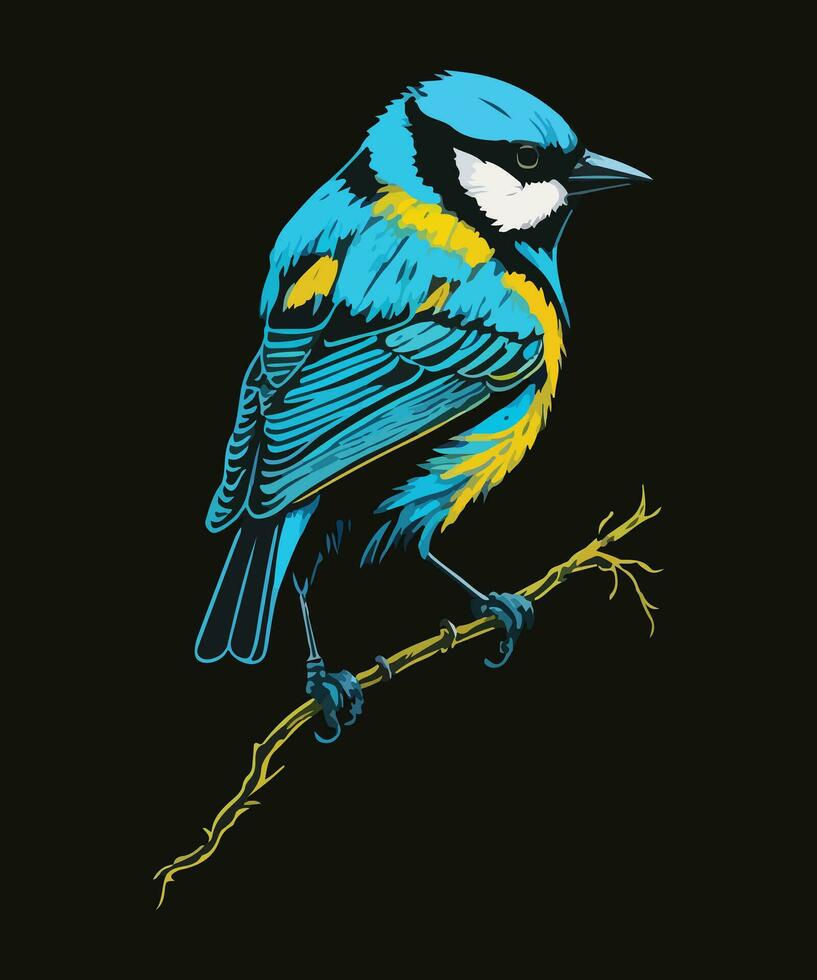 bleu mésange oiseau graphique vecteur illustration