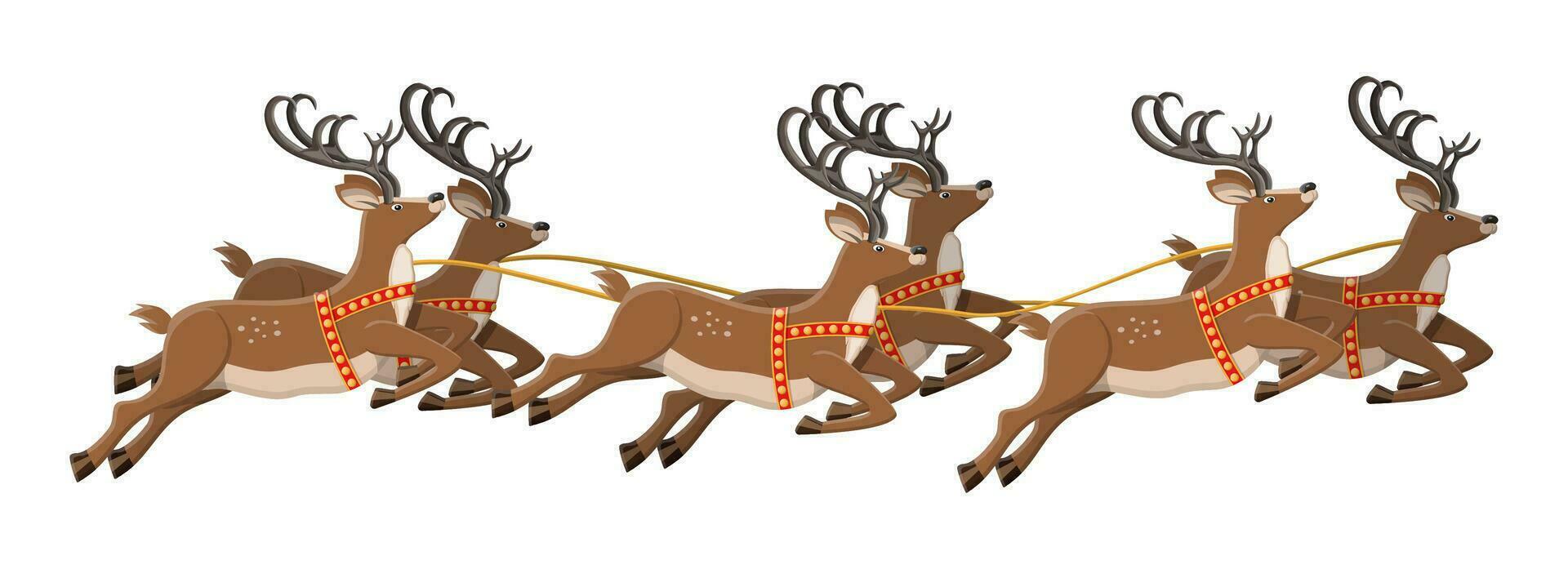 mignonne sauter cerf avec bois. troupeau de rennes. content Nouveau année décoration. joyeux Noël vacances. Nouveau année et Noël fête. vecteur illustration dans plat style