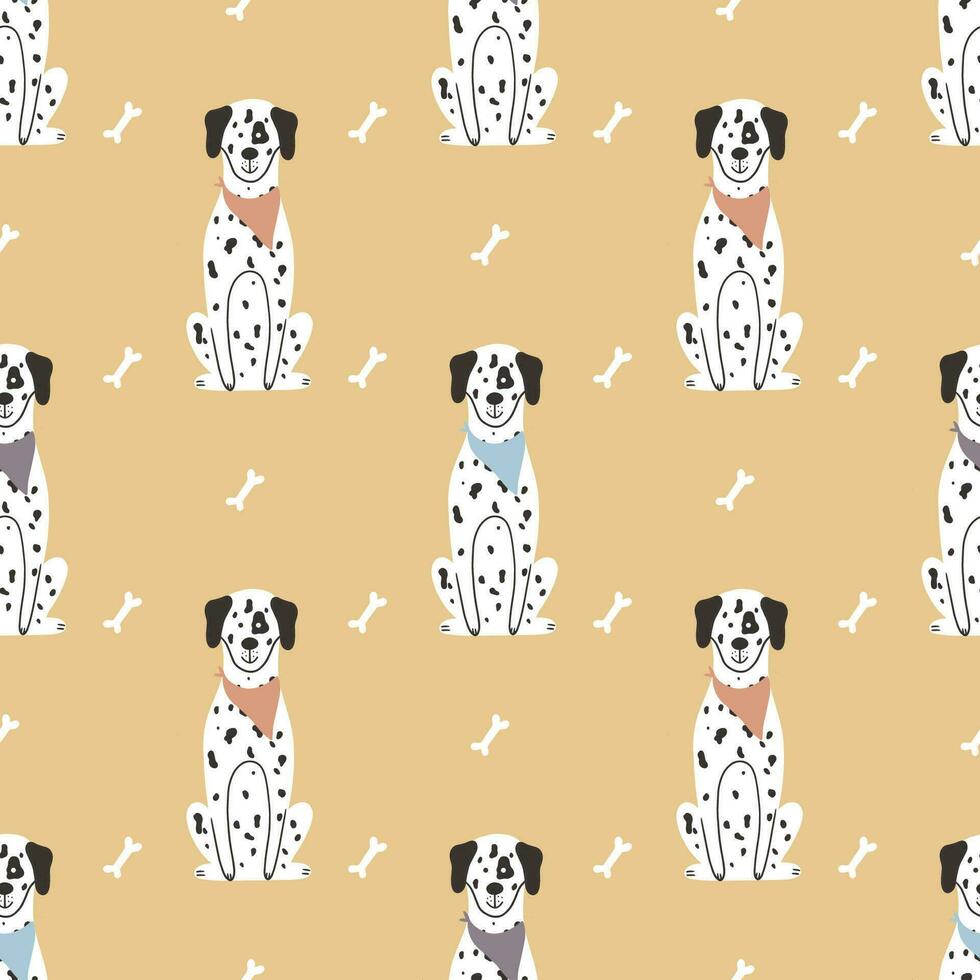 Dalmatiens sans couture modèle dans dessiné à la main style. vecteur