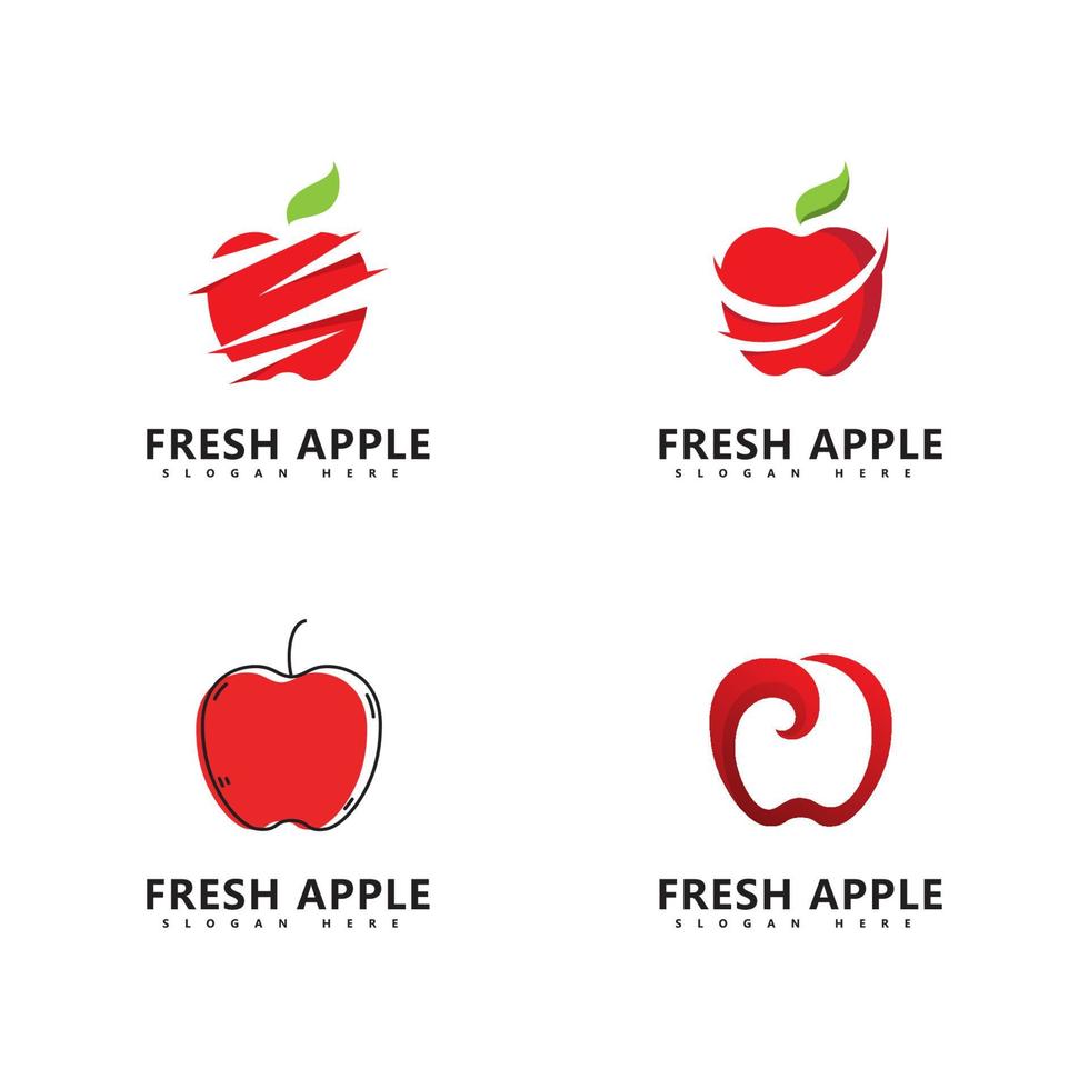 pomme fruit logo illustration vectorielle de fruits frais vecteur