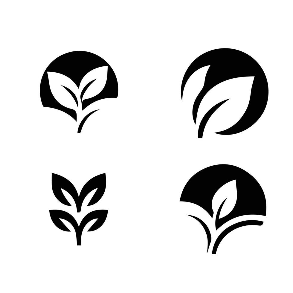 feuilles logo vecteur ensemble isolé sur blanc Contexte. divers formes de feuilles de des arbres et les plantes. éléments pour éco et bio logos.