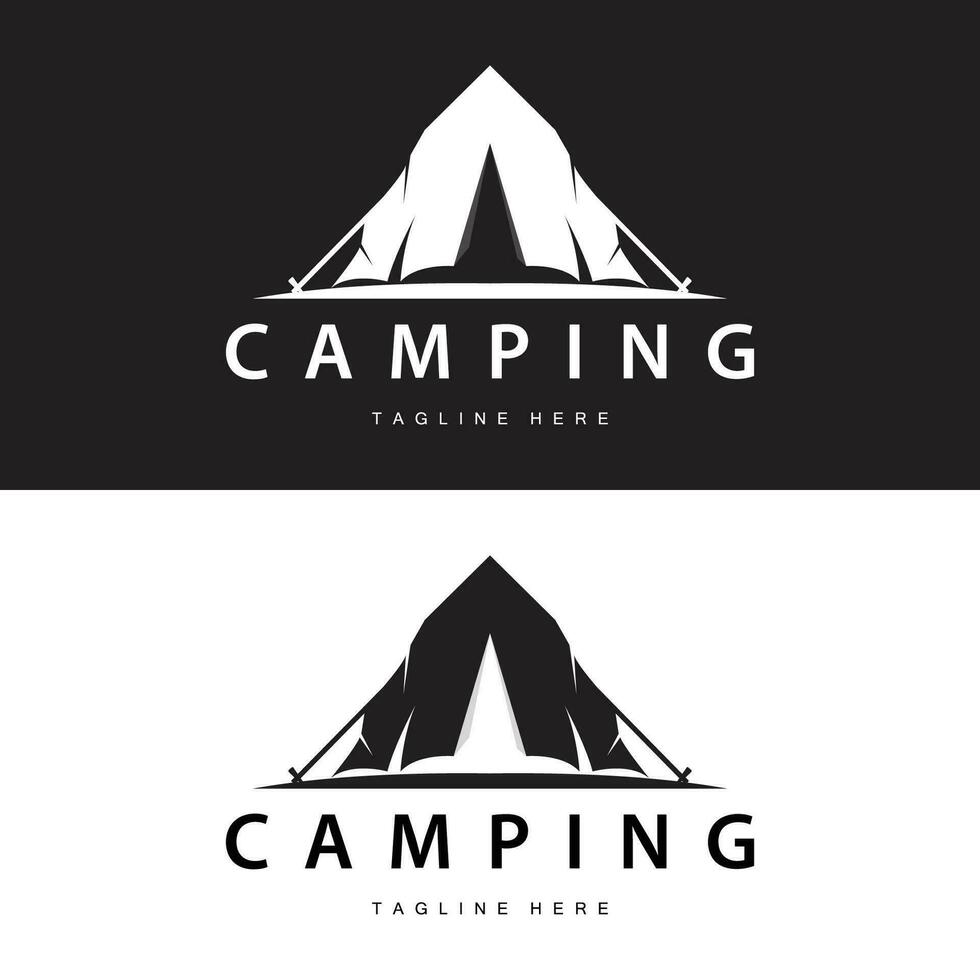 Facile vecteur Extérieur camping logo, sauvage aventure modèle avec vieux ancien style