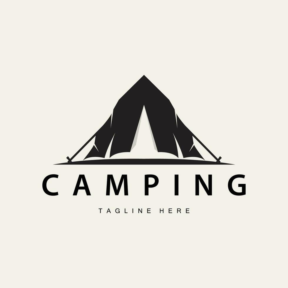 Facile vecteur Extérieur camping logo, sauvage aventure modèle avec vieux ancien style