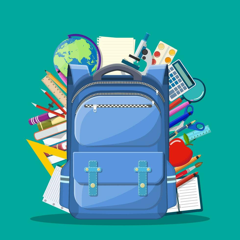 école sac à dos avec livres, vecteur