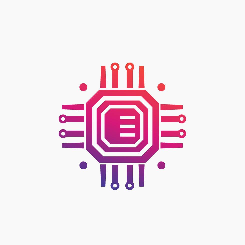 technologie, chipset, icône de circuit imprimé vecteur