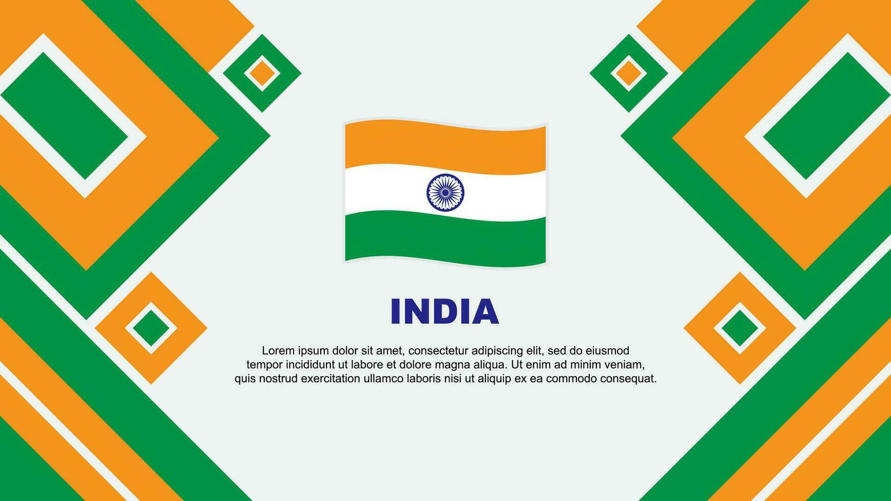 Inde drapeau abstrait Contexte conception modèle. Inde indépendance journée bannière fond d'écran vecteur illustration. Inde dessin animé