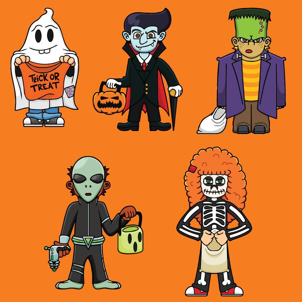 pack de costumes d'halloween vecteur