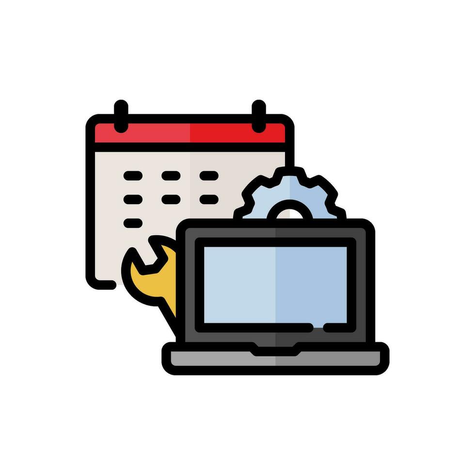 vecteur portable ordinateur un service programme icône dans Facile coloré contour style