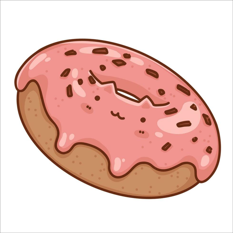 kawaii chat Donut mascotte.dessin animé vecteur icône illustration.animal et nourriture icône concept isolé sur blanc background.flat dessin animé style clipart pour autocollant, carte, T-shirt conception. mignonne café logo