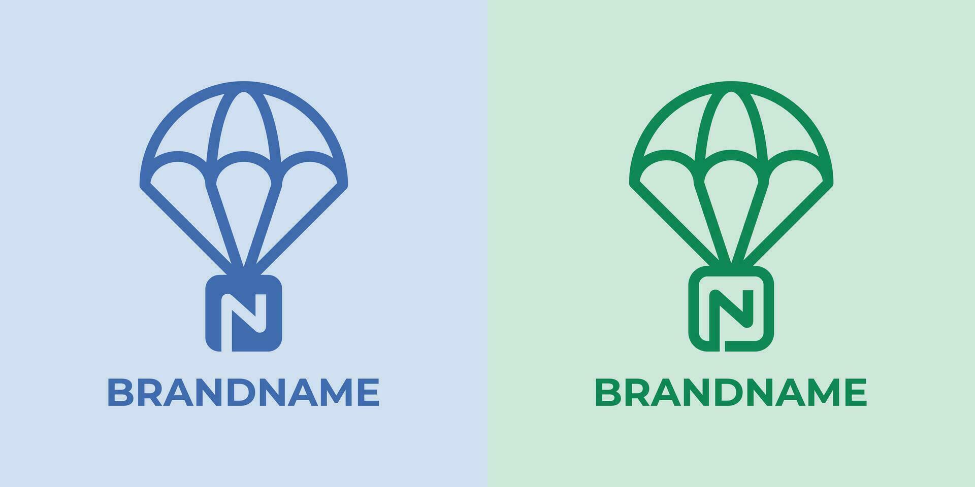 initiale n largage logo ensemble, génial pour affaires en relation à largage ou parachutes avec n initiale vecteur
