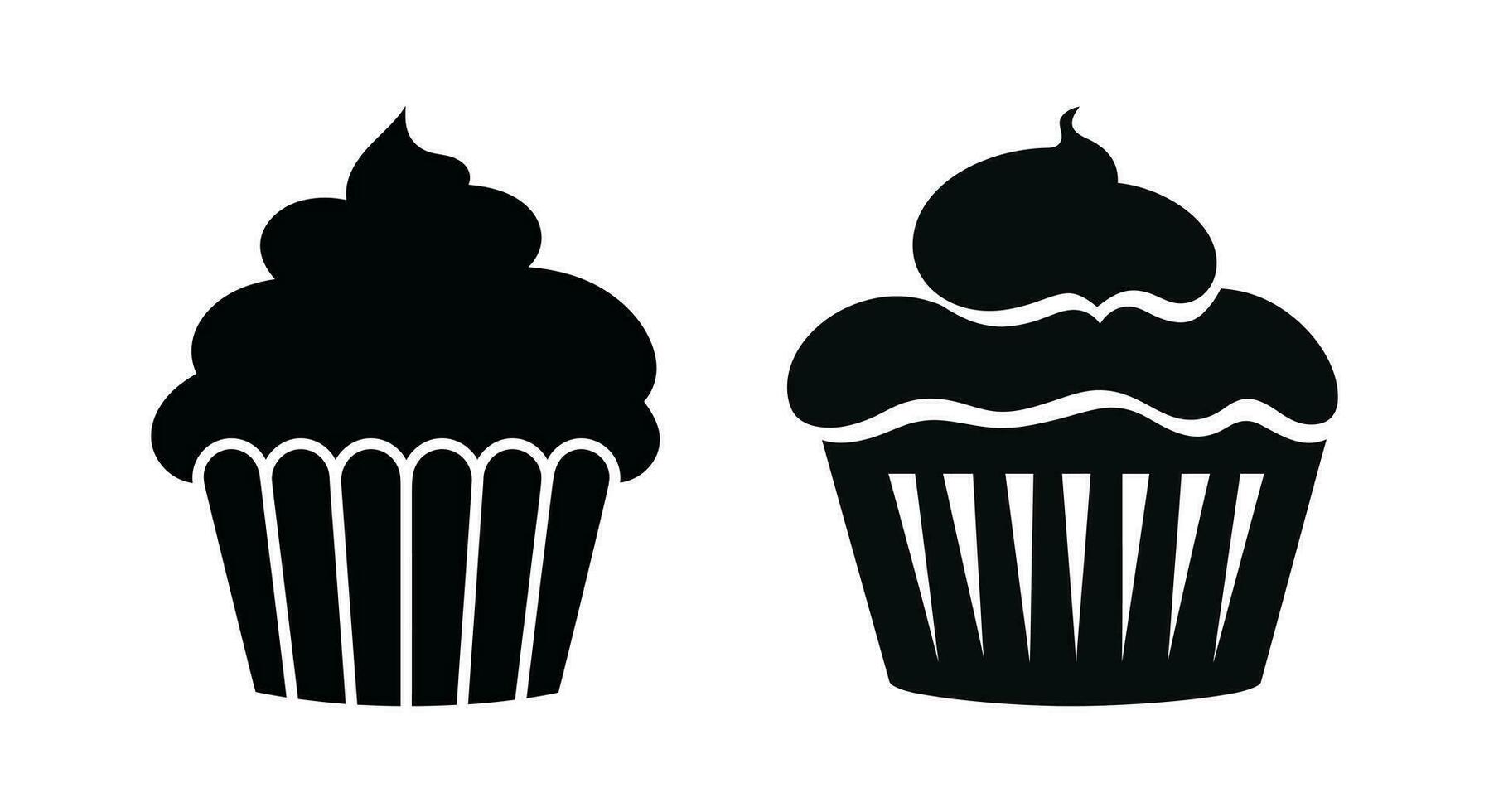 délicieux muffin silhouette ensemble vecteur