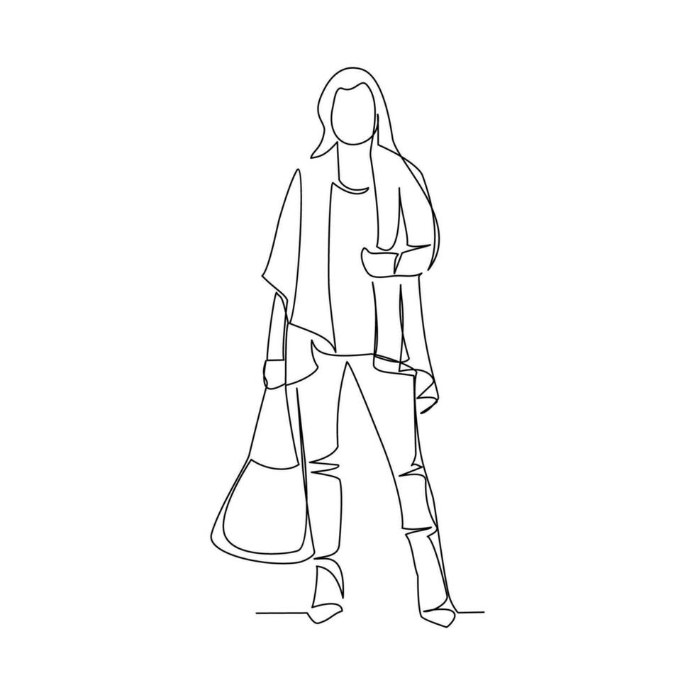 femme avec un sac vecteur