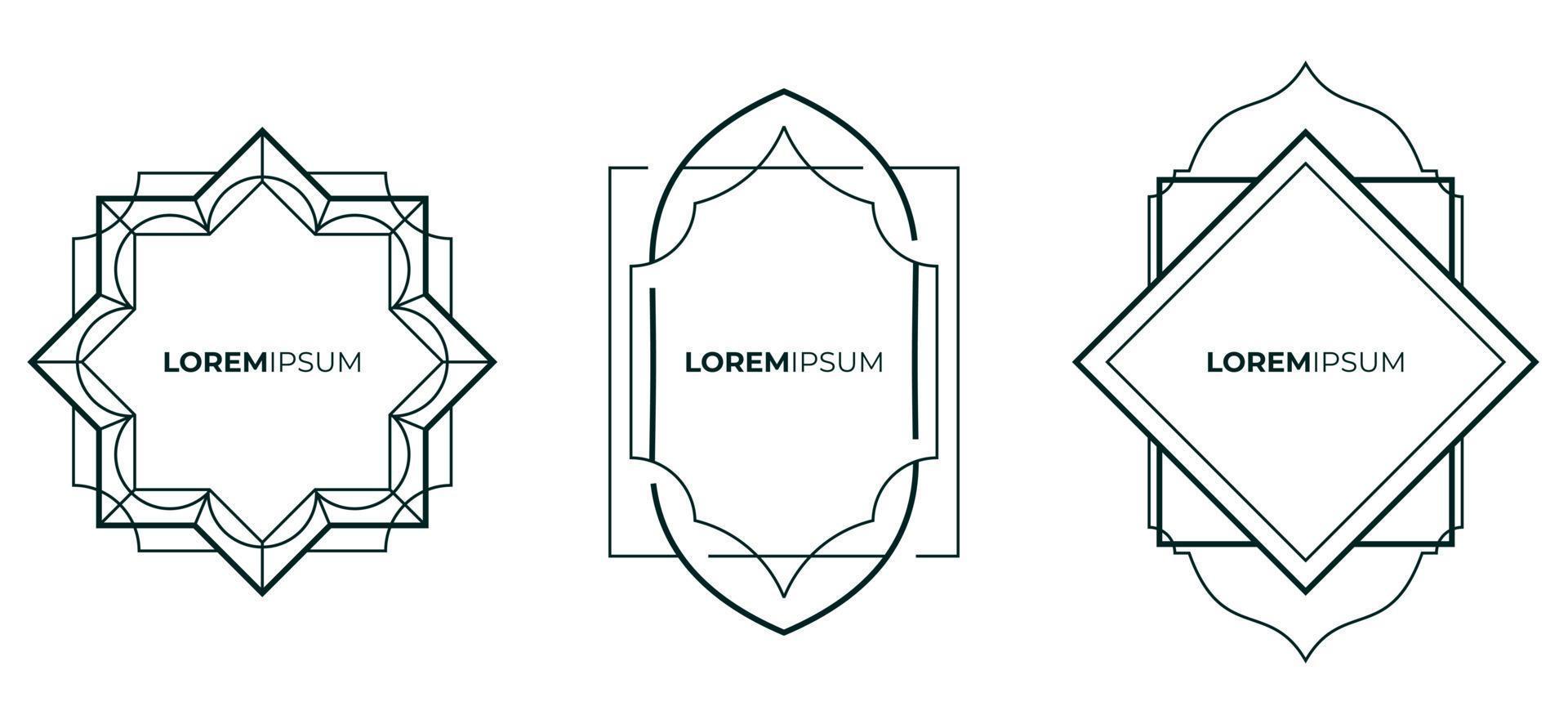 ensemble de modèle de conception de déco de cadre islamique vecteur