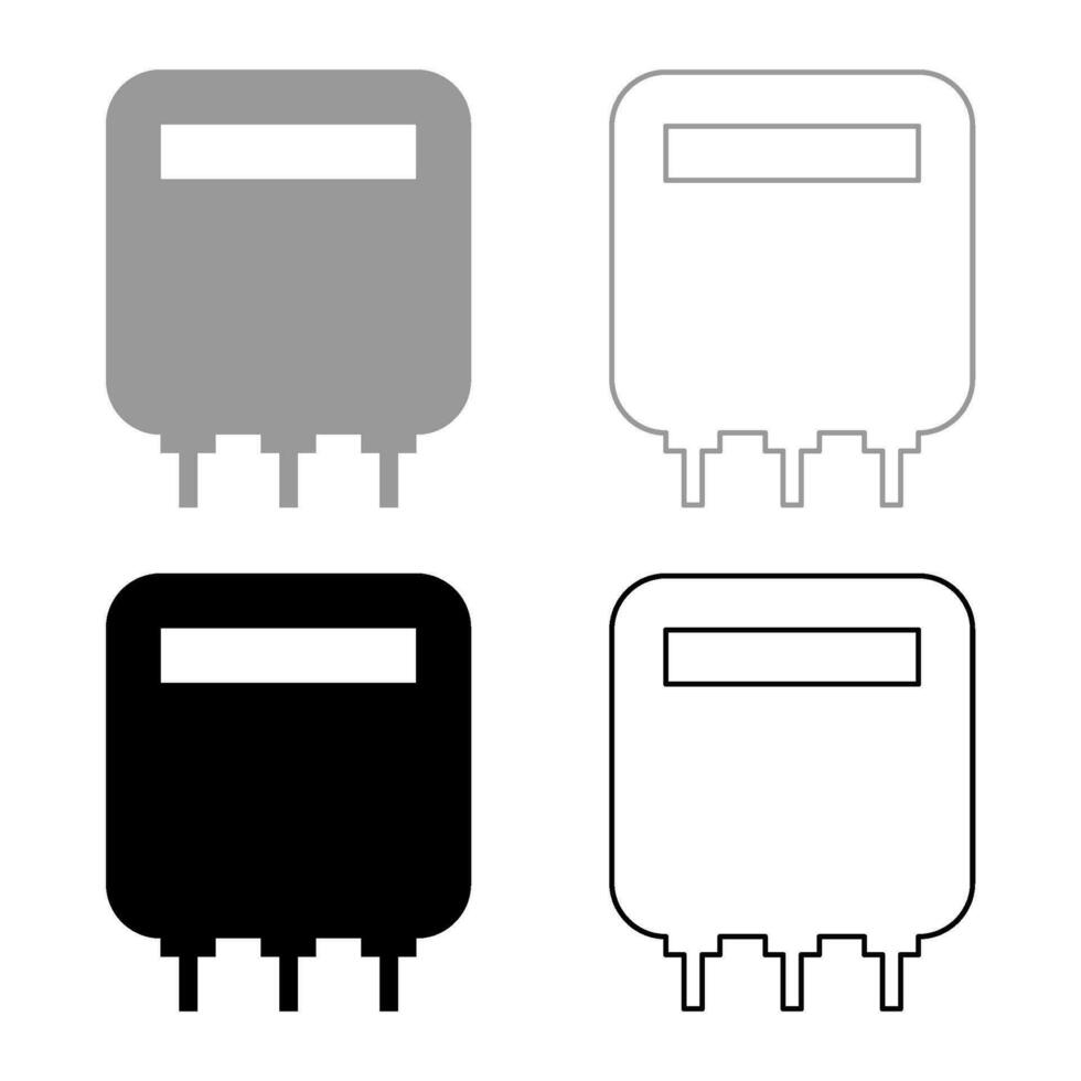 électrique mètre Accueil électricité Puissance compte énergie mesure consommation équipement ensemble icône gris noir Couleur vecteur illustration image solide remplir contour contour ligne mince plat style