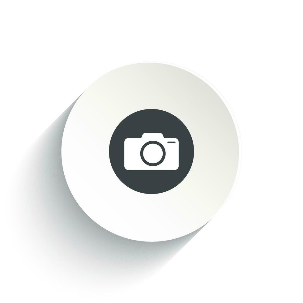 un icône caméra avec le cercle Contexte plus le ombre derrière de il. vecteur
