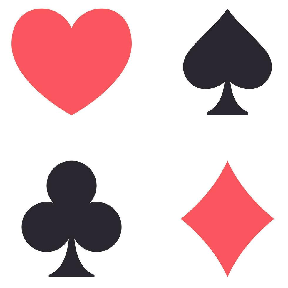 poker cœur ace bêche, diamant casino carte symbole. jouer carte symbole costume vecteur icône.