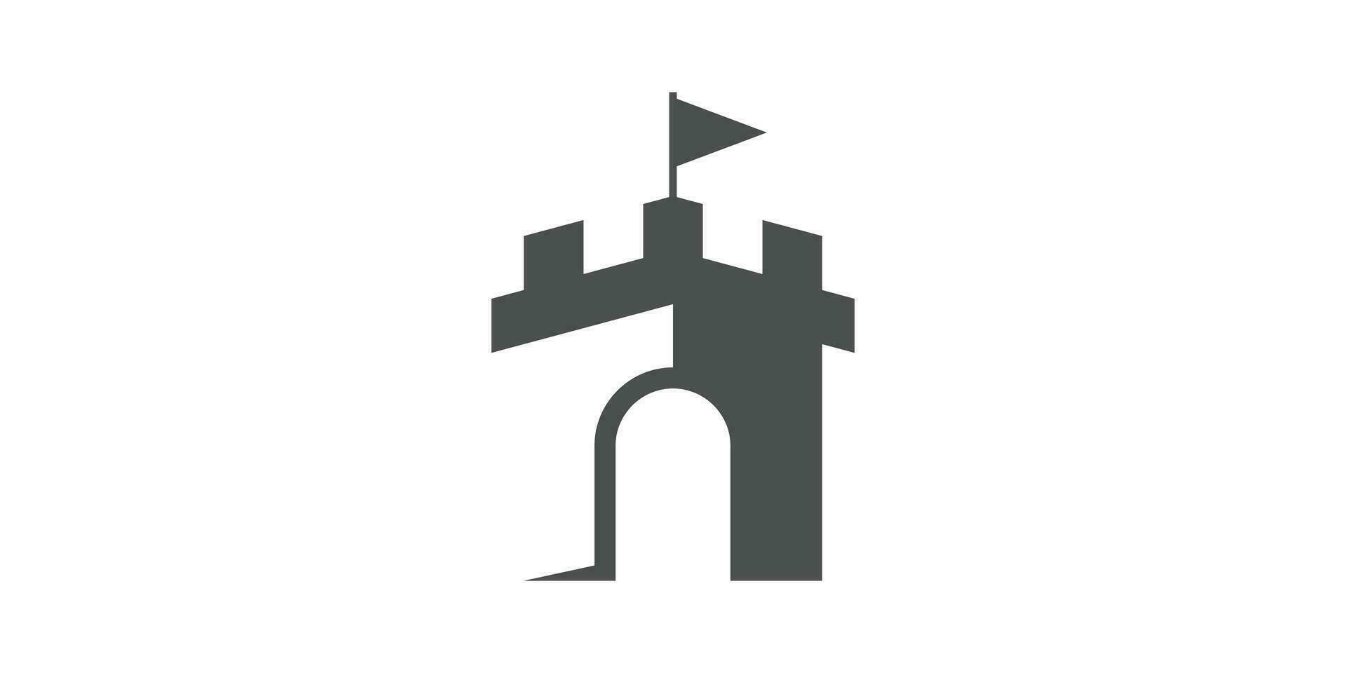 Château logo conception avec abstrait et négatif espace style, icône, vecteur, symbole. vecteur