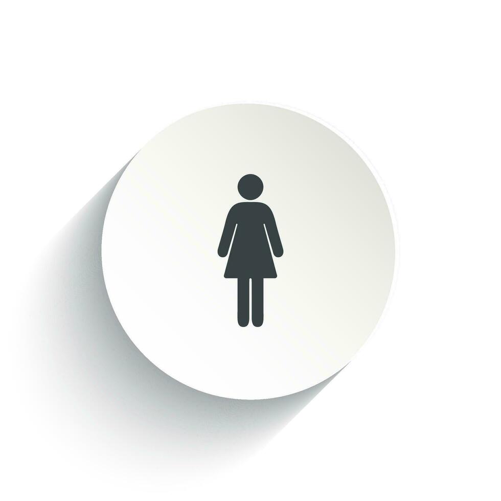 un icône femelle avec le cercle Contexte plus le ombre derrière de il. vecteur