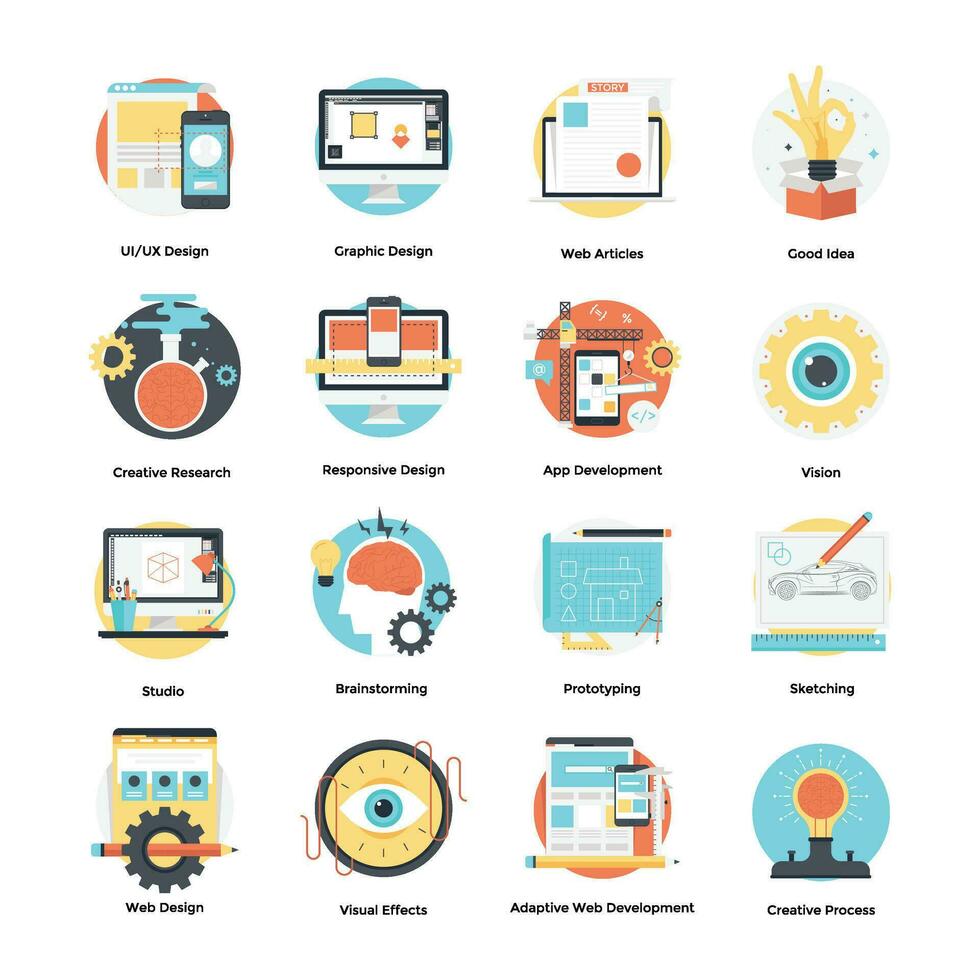 ensemble de moderne plat Icônes sur conception développement vecteur