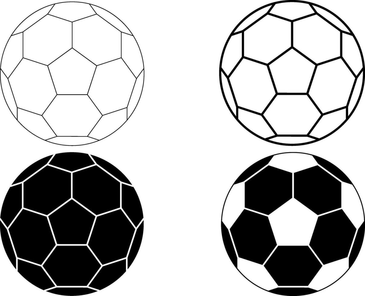 contour silhouette football des balles icône ensemble vecteur