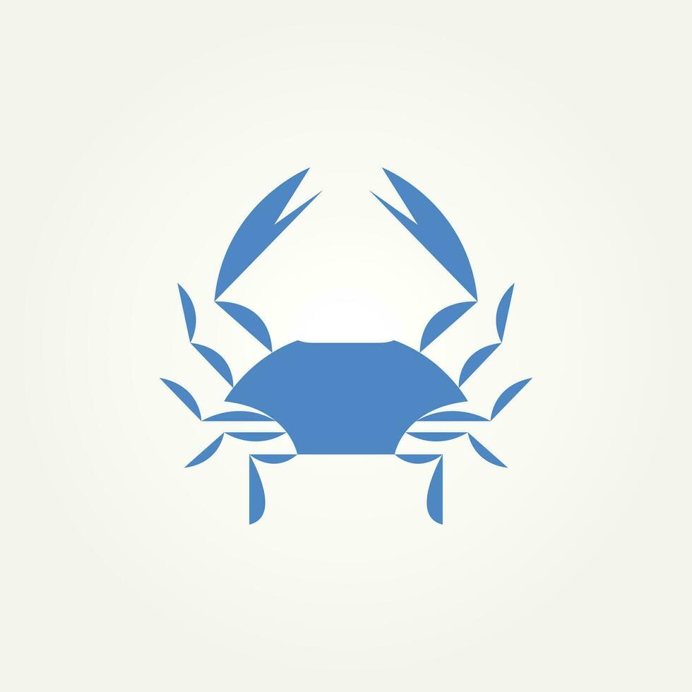 isolé bleu Crabe silhouette icône logo modèle vecteur illustration conception. minimaliste Facile poisson Restaurants, mer crabe, Fruit de mer logo concept