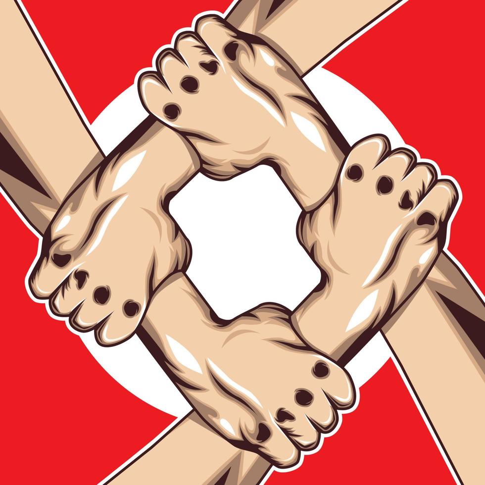 logo à quatre mains, logo américain vecteur