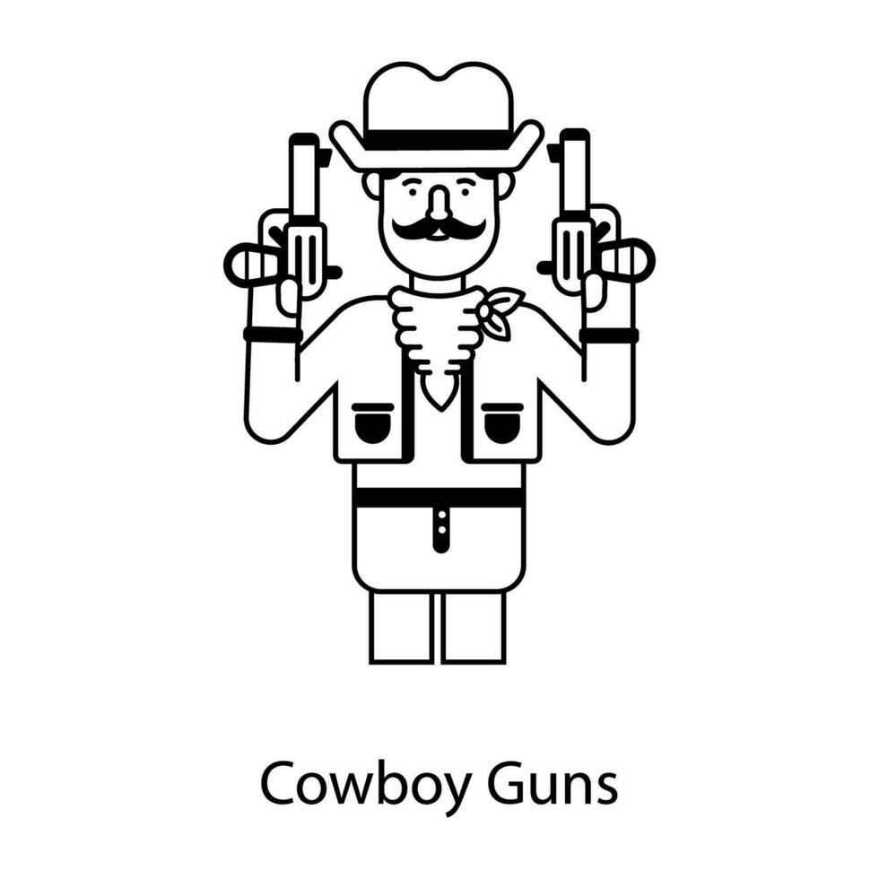 branché cow-boy pistolets vecteur