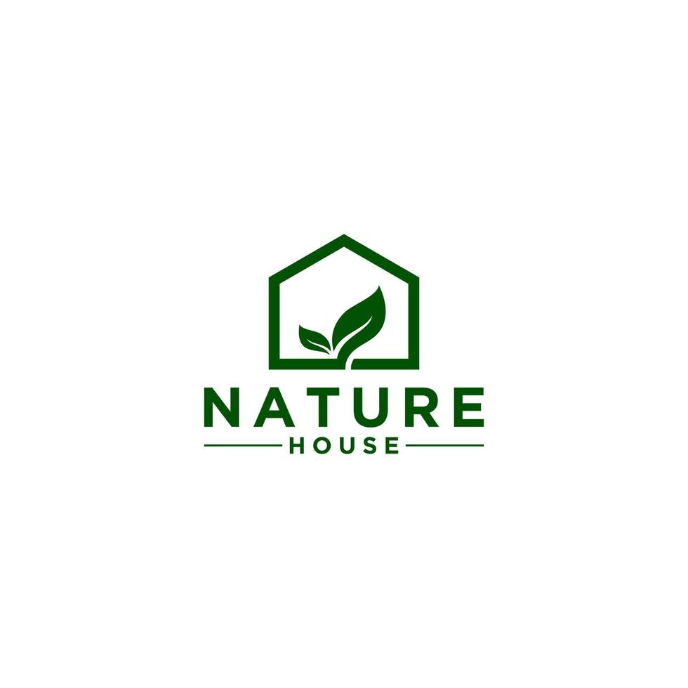 modèle de logo de maison nature sur fond blanc vecteur