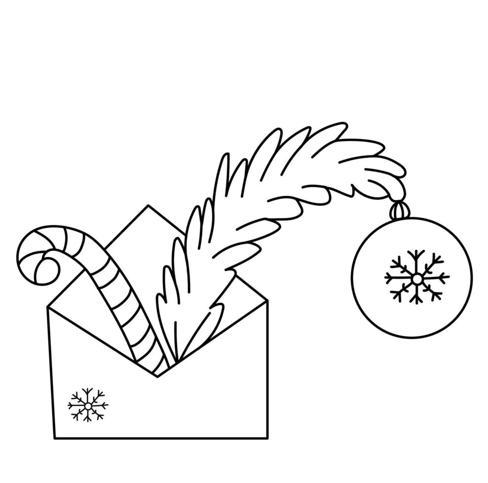 lettre de noël. illustration de contour vecteur