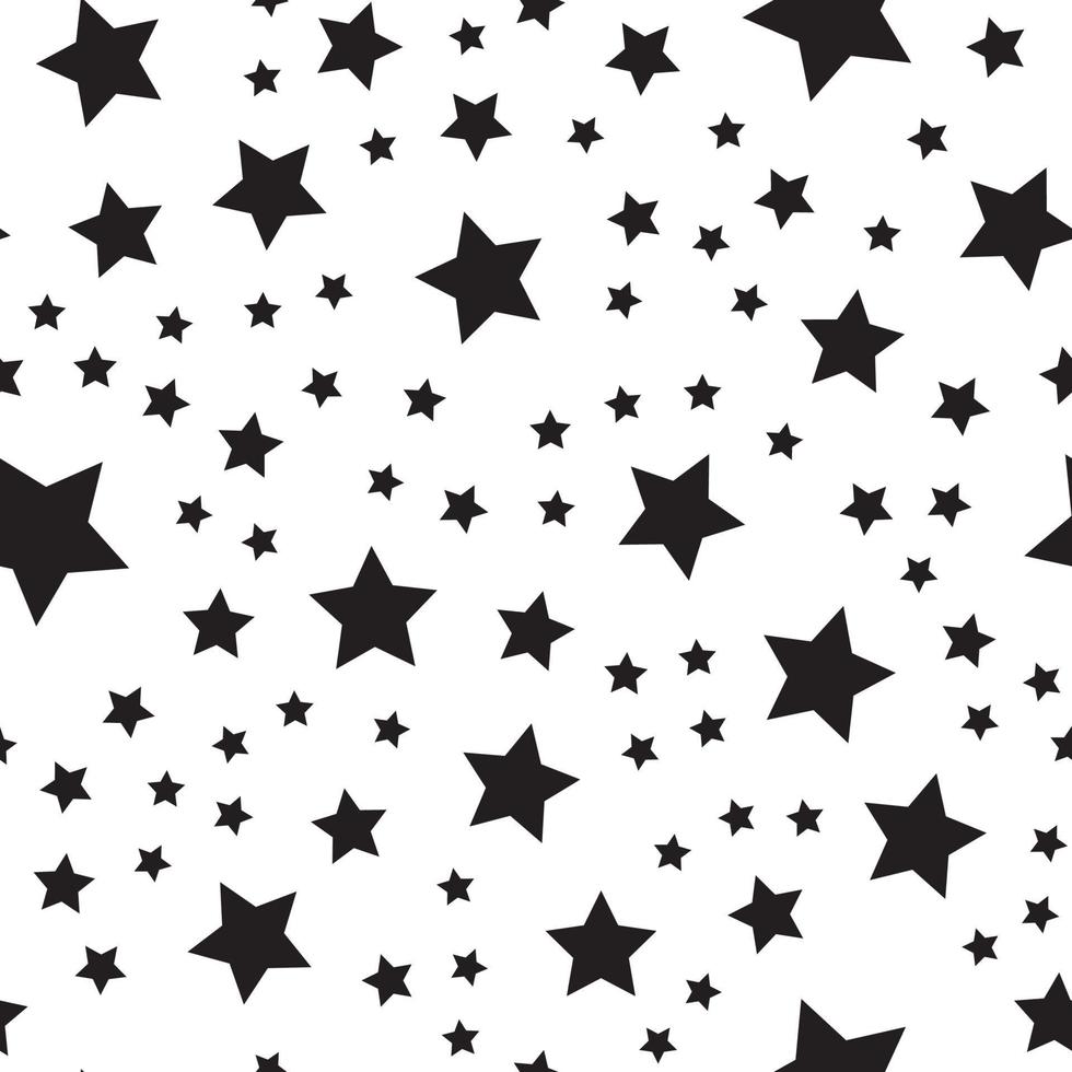 motif abstrait sans couture avec des étoiles noires de différentes tailles sur fond blanc. vecteur