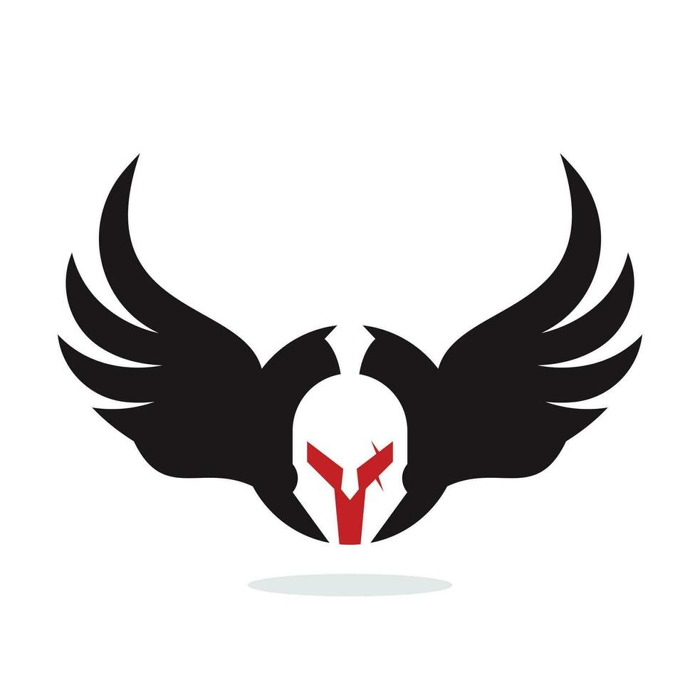 spartiate guerrier casque avec ailes emblème badge logo conception vecteur