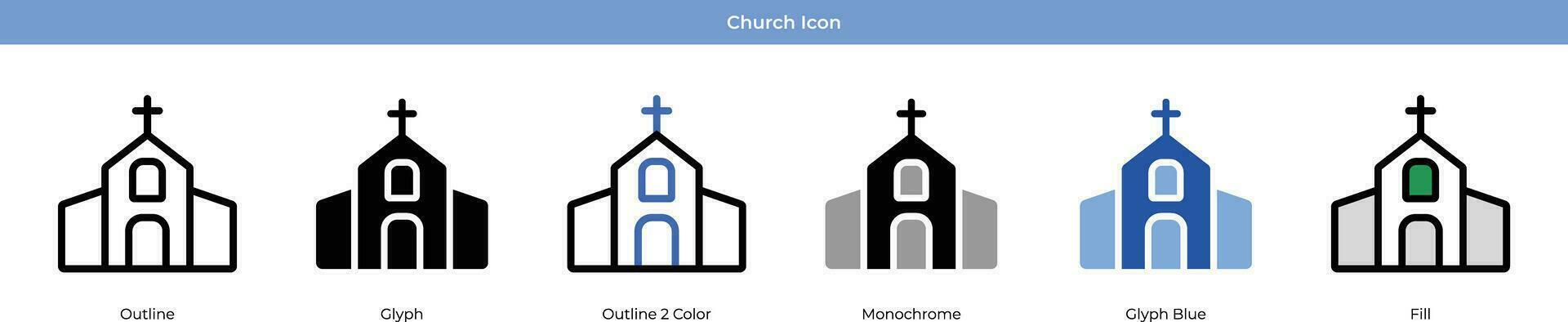 église icône ensemble vecteur