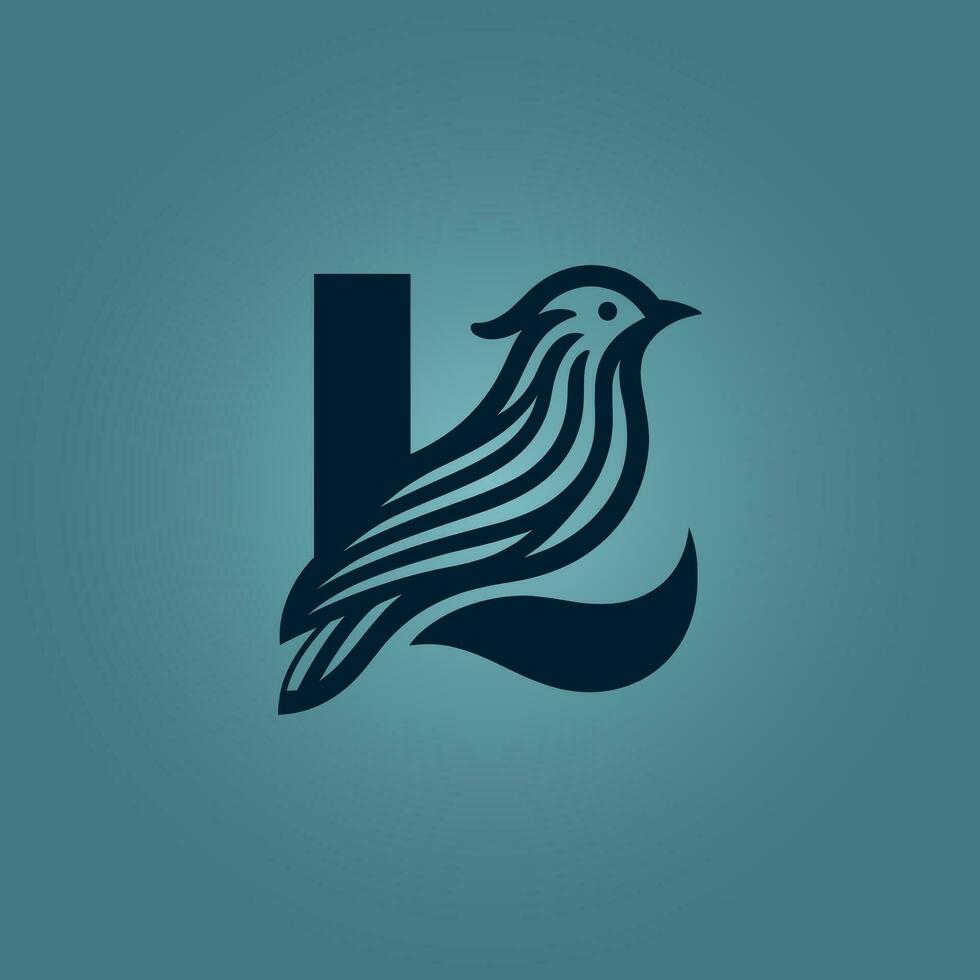 l initiale lettre oiseau logo dans Facile minimaliste négatif espace vecteur