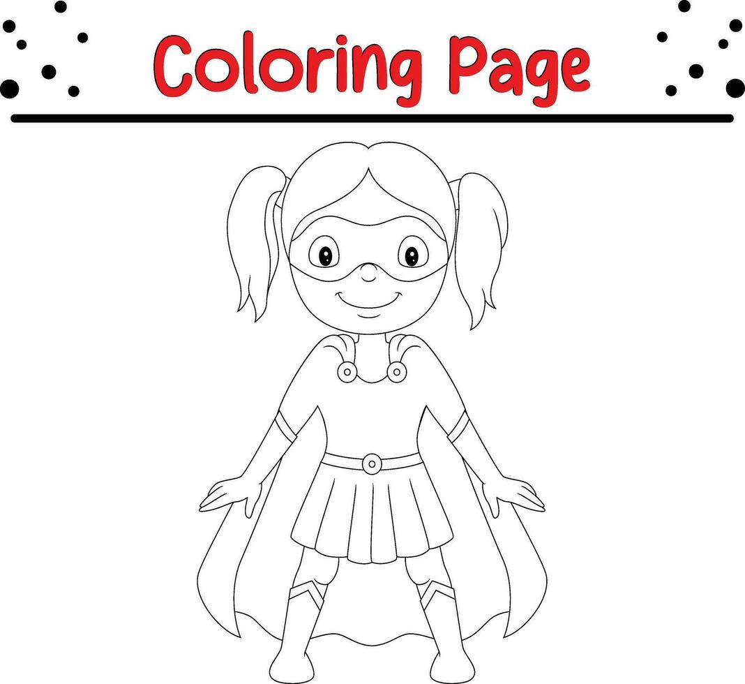 coloration page super-héros fille vecteur